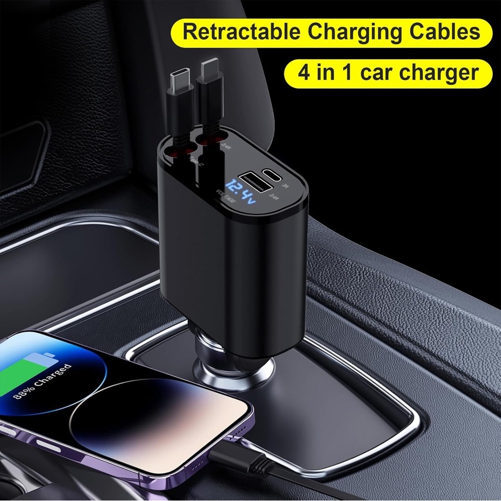 Retractable Car Charger Compatible with Galaxy Pixel, 120w‎